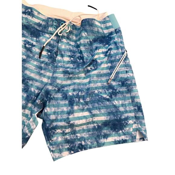 LULULEMON Men's Blue White Stretch Digital Swim Trunks Board Shorts Size 36 - Picture 3 of 5
